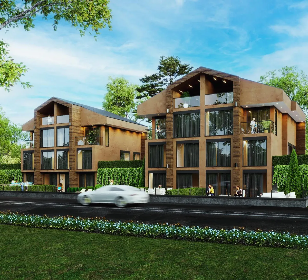 Balibey Ahşap Çerçeveli Evler, Balibey, Şile – sokaktan iki ev (3D görselleştirme)