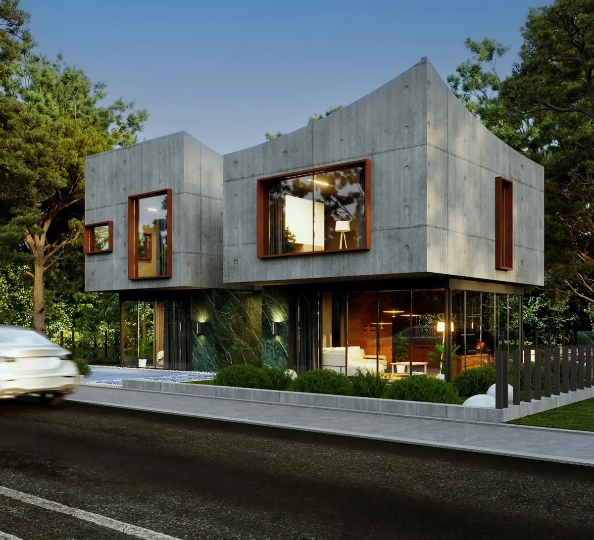 Kumbaba Brüt Beton Ev, Kumbaba, Şile – sokaktan köşe görünüşü (3D görselleştirme)