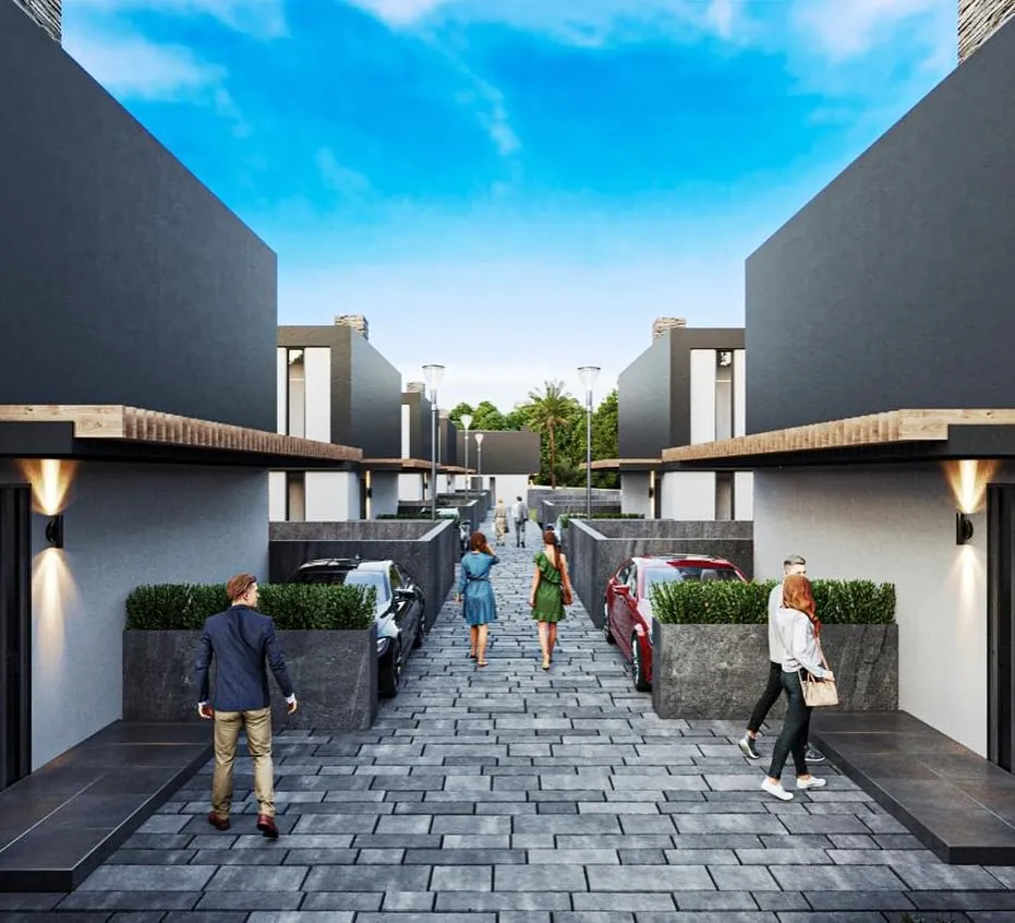 Leon Exclusive, Meşrutiyet, Şile – villalar arasındaki iç sokak (3D görselleştirme)